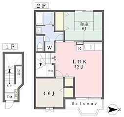 プリムヴェール 2LDKの間取図画像