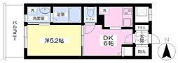 ゴールデンヒルズ3番館 1DKの間取図画像