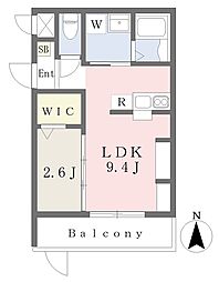 アイズソーレ東住吉 1LDKの間取図画像