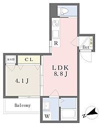 カンテサンス勝山北1 1LDKの間取図画像