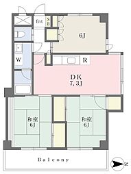 ヒルポイント住吉 3DKの間取図画像