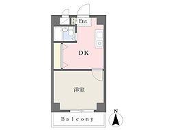 シティパレス北田辺 ワンルームの間取図画像