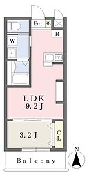 アイズソーレ東住吉 1LDKの間取図画像