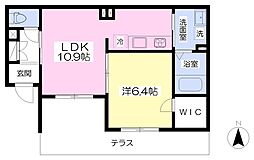 パークフロントワン 1LDKの間取図画像