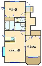 モンテ・レーヴC 2LDKの間取図画像