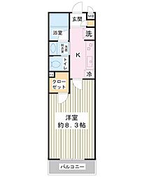 フェリーチェ舞浜 1Kの間取図画像