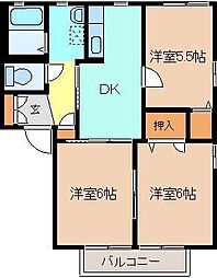 ウエストブラウニー 3DKの間取図画像