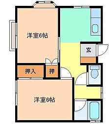 ヴィラあいおい2in1 2Kの間取図画像