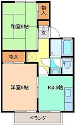 メゾンミヤマコーポラスA 2Kの間取図画像