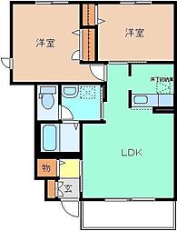 フルールB 2LDKの間取図画像