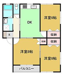 ハイツキリコ 3DKの間取図画像