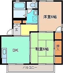 セロウタウンB 2DKの間取図画像