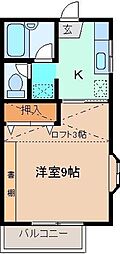 ハイツアバンテC 1Kの間取図画像