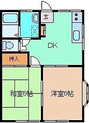 レジデンスかねこ 2DKの間取図画像