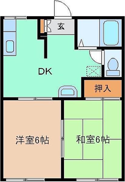 アレイ若宮　Ａ 102｜群馬県桐生市広沢町1丁目(賃貸アパート2DK・1階・35.44㎡)の写真 その2