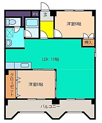 ＲＣグランデ 1階2LDKの間取り