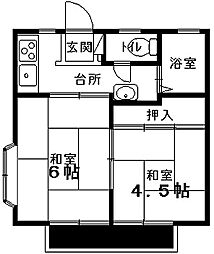 三浦シルクハイム 2Kの間取図画像