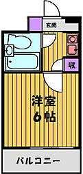 グローリア初穂椎名町 1Kの間取図画像