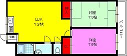 レジデンス宮本2 2LDKの間取図画像