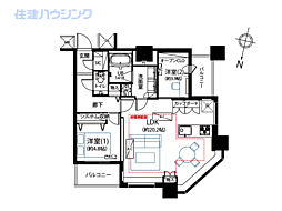 カテリーナ三田タワースイートイーストアーク 2LDKの間取図画像