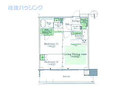 HARUMIFLAGPARKVILLAGET棟 2LDKの間取図画像