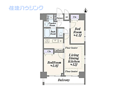 コンシェリア三田TOKYOPREMIUM 2LDKの間取図画像