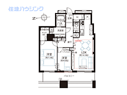 クレストプライムタワー芝 2LDKの間取図画像