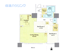 ベイサイドタワー晴海 2LDKの間取図画像