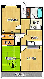 ファンタジーグリーンパレス 2LDKの間取図画像
