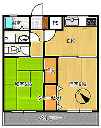 プラムハイツA 2DKの間取図画像