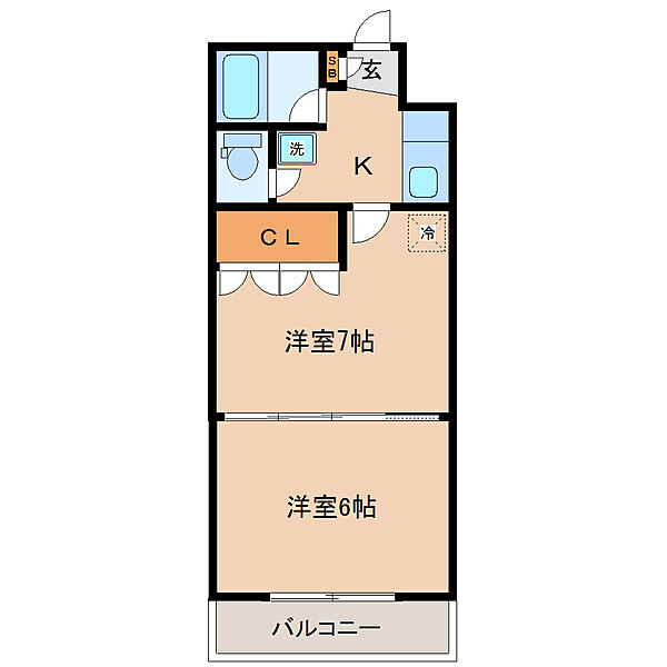 画像2:２Ｋ・３１．８５平米・南向き