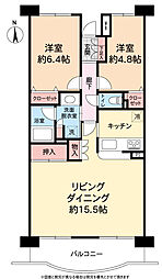 グランドビュー茅ヶ崎 2LDKの間取図画像