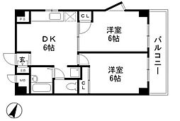 ベルテアキ 2DKの間取図画像