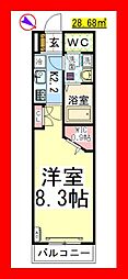ラフィネノース 1Kの間取図画像