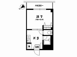 ラポール中島 1Kの間取図画像