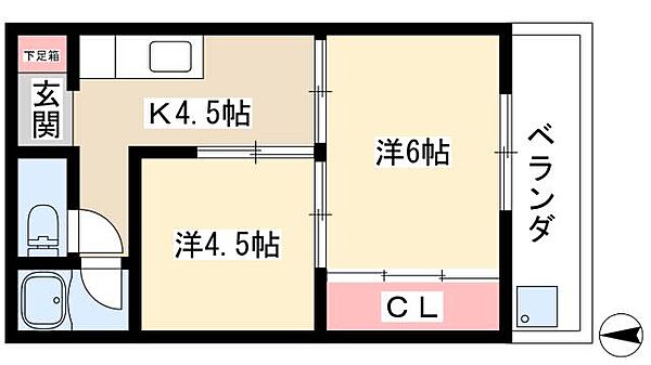 春日コーポ ｜愛知県名古屋市中村区長筬町6丁目(賃貸マンション2DK・3階・35.00㎡)の写真 その2