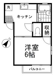 パークハイツ若宮 1Kの間取図画像