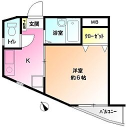 セガワビル 1Kの間取図画像