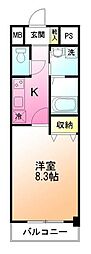 神興レジデンス 1Kの間取図画像