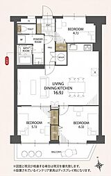 平針西住宅2号棟 3LDKの間取図画像