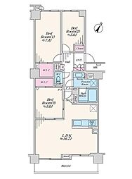 グランガーデン東戸塚 3LDKの間取図画像