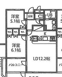 KDビルNo.5 2LDKの間取図画像