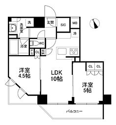 CRESTCOURT世田谷松原 2LDKの間取図画像