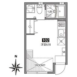 ソシガヤテラスN ワンルームの間取図画像