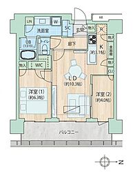 ザ・ヨコハマフロントタワー 2LDKの間取図画像