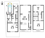 【3階建】参考プランです【紫竹西北町】1F:35.84平米　2F:43.06平米　3F:43.06平米　延床面積:121.96平米(36.89坪)建物価格:2、680万円(税込)　担当：森田