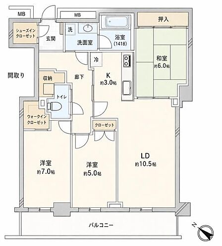 3LDK 間取り