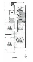 コスモ山手 2SLDKの間取図画像