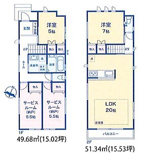 間取り：リビング20帖のゆったり空間、採光と収納が豊富◎LD部分は寒い季節に嬉しい床暖房付き◎各居室5帖以上収納付きなのでプライベート空間を確保できます◎食洗機や浴室乾燥機など充実の設備仕様◎