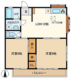 メゾンフォレスト 2LDKの間取図画像